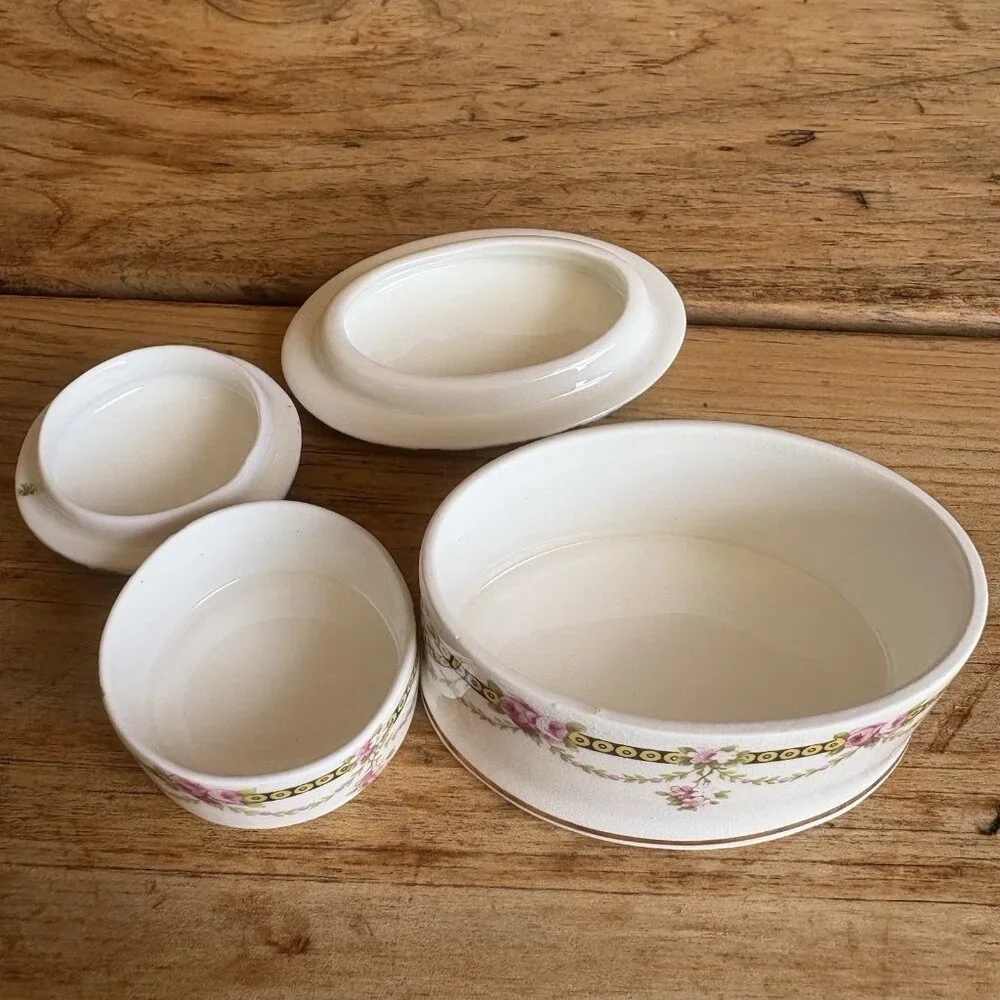 Set Of 2 Floral Flower Trinket Boxes Crownford Giftware England Fine China